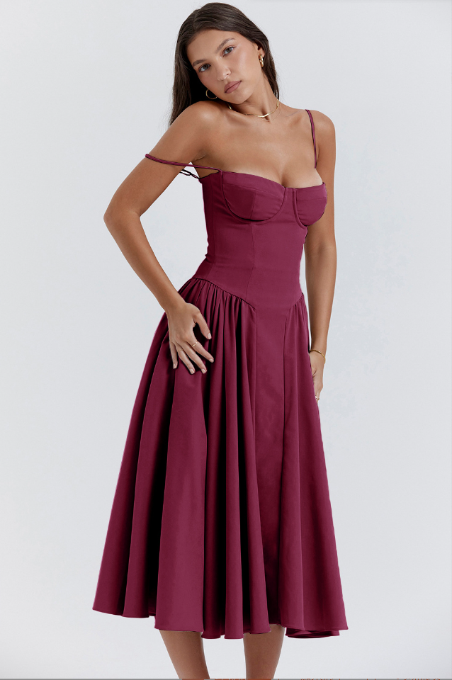 Nina - Mouwloos Korset Midi-jurk