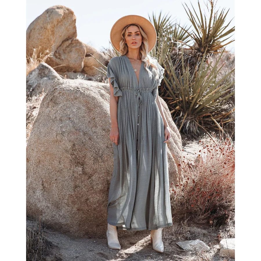 Sara™ | Maxi Jurk Stijl Ibiza Groen/Grijs
