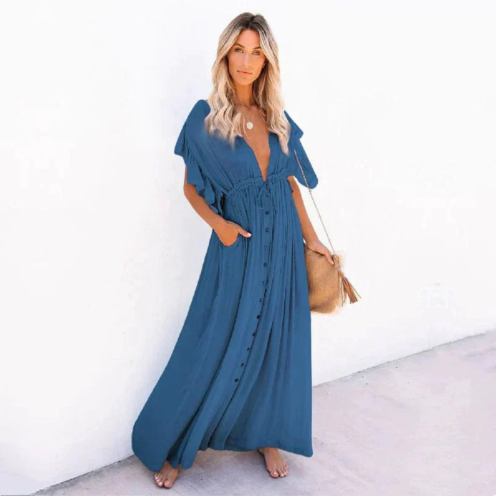Anouk™ | Maxi Jurk Marineblauw Ibiza Stijl Strand