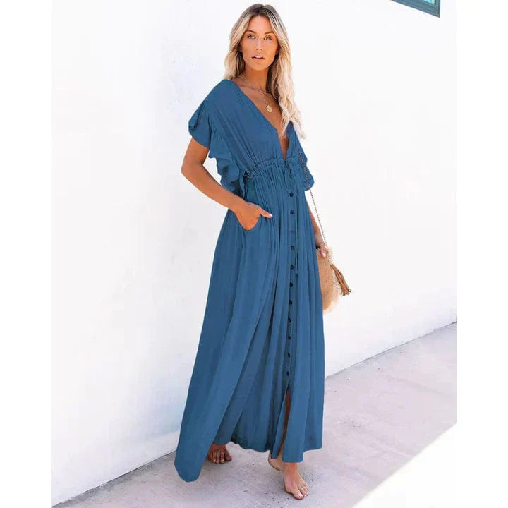 Anouk™ | Maxi Jurk Marineblauw Ibiza Stijl Strand