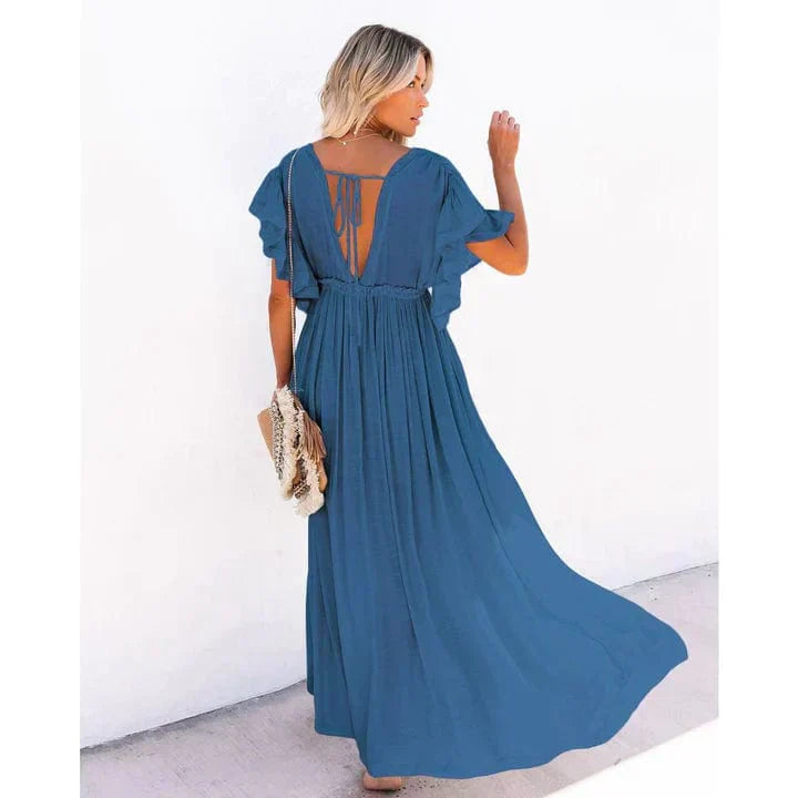 Anouk™ | Maxi Jurk Marineblauw Ibiza Stijl Strand