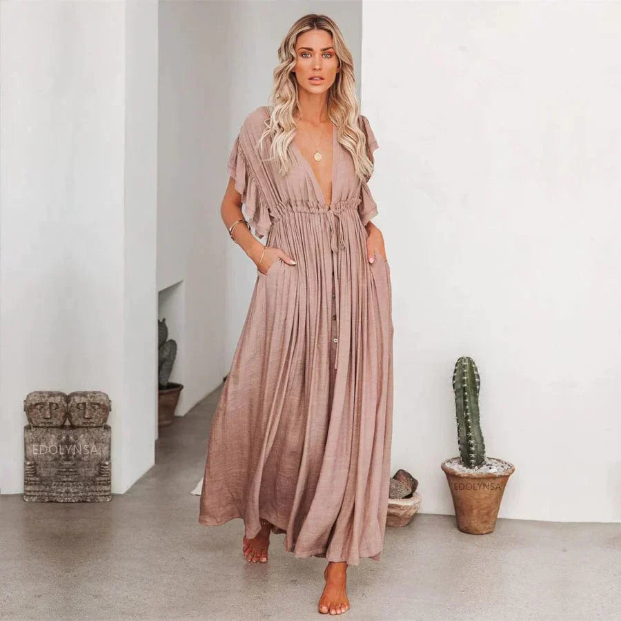 Anne™ | Maxi Jurk in Tortora voor Ibiza