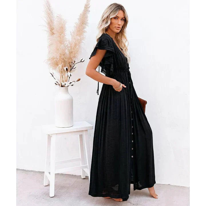 Feline™ | Maxi Zwarte Jurk Stijl Ibiza