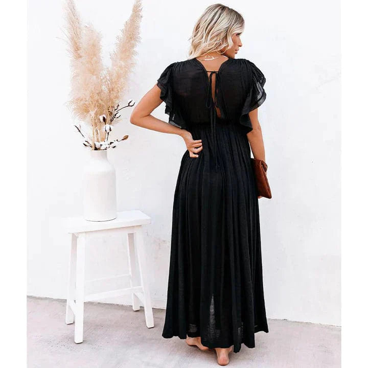 Feline™ | Maxi Zwarte Jurk Stijl Ibiza