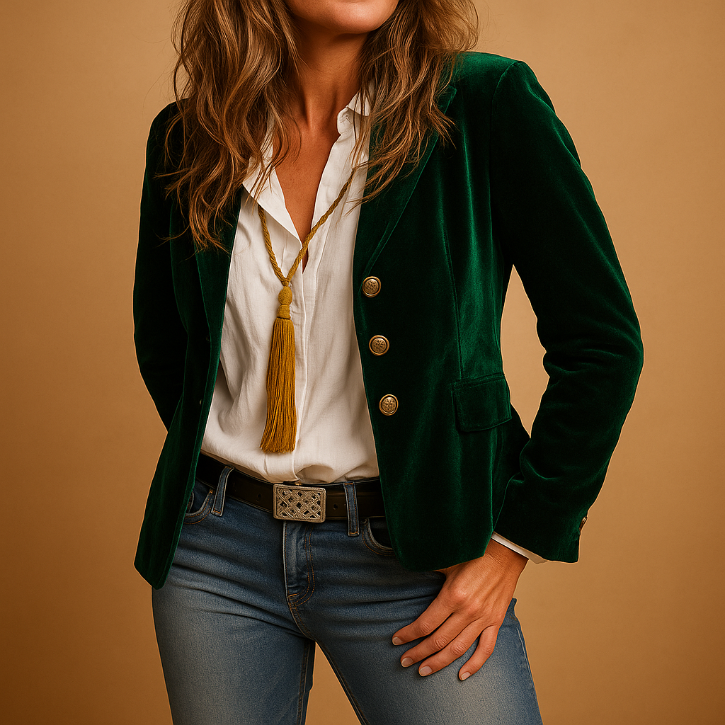 Vermeer™ | Retro slim fit blazer met revers en zakken voor dames