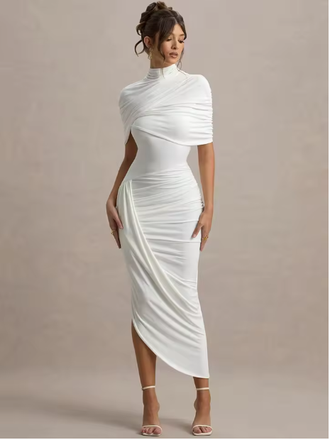 Taylor - Asymmetrische, Gedraaide Cape Maxikleed