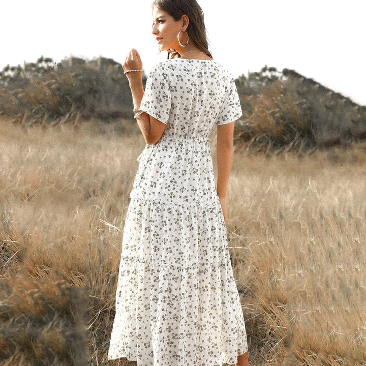 Tess™ | Lange Witte Zomerjurk met Motief